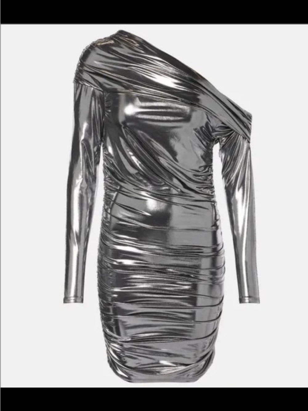 The Sei silver metallic one-shoulder mini dress size S